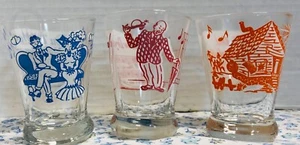 *3*Vintage *Hazel AtlasGay Nineties Double Shot Glasses Old Fashion Songs Promo - Picture 1 of 8