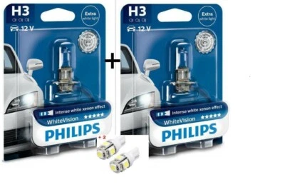 Philips White Vision H3 Twin 2 free LED T10/W5W - Image 1 of 4