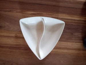 Vintage Santa Anita Ware triangle divided dish speckled white Gorgeous - Picture 1 of 6