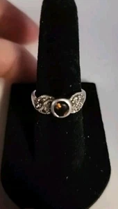 Vintage .925 Sterling Silver With Brown/Orange/Amber Colored Stone Ring Size 6 - Picture 1 of 6