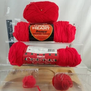 2.5 skeins of RED Caron RED HEART Christmas Knitting Yarn Art.#1272 Color SANTA - Picture 1 of 13