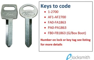 Key cut to code number Fits Fairlane ZA ZB ZC ZD ZF ZG ZH ZJ ZK ZL F100 F250  - Picture 1 of 4