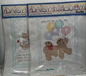 Bucilla Daisy Kingdom Stamped Cross Stitch Sampler Bears Lot of 2 - Picture 1 of 7