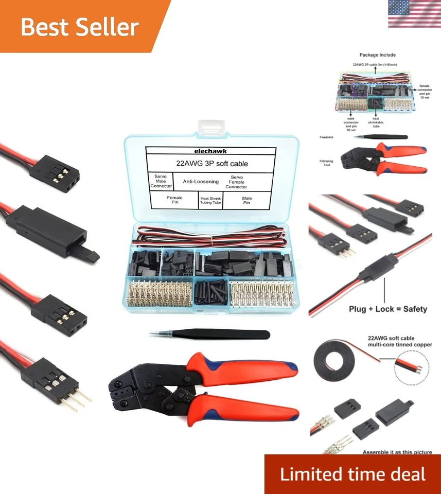 Kit de 30 juegos de servo conectores con herramienta de prensado para modelos Futaba JR Hitec RC Foto 1 de 4