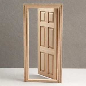 2Pcs 1:12 Dollhouse Miniature Unpainted Wooden Panel Interior Door DIY Accessory - Picture 1 of 6