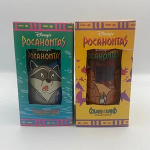 VTG 90s Disney Pocahontas Burger King Colors of the Wind Tumblers Meeko Powhatan - Picture 1 of 5