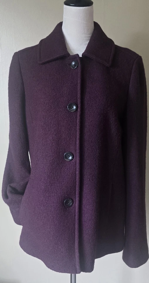 Chaqueta para mujer Lands’ End mezcla de lana talla 12 envejecido vino púrpura borgoña Foto 1 de 4