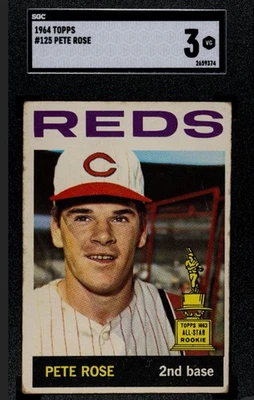 🟥⚾️Pete Rose⚾️🟥 1964 Topps #125 Vintage Rookie Cup HOF SGC 3 VG Reds - Image 1 of 4