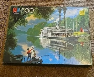 Vintage Milton Bradley Puzzle 500pcs Old River Days 4181-9 NOS - Picture 1 of 6