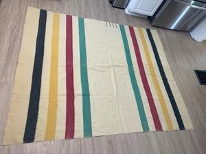Vintage Hudson Bay 4 Punkt Wolldecke 4 Farben 90”x44” Etikett fehlt LESEN - Bild 1 von 9