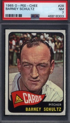 1965 OPC O-Pee-Chee #28 Barney Schultz Cardinals PSA 7 - Image 1 of 2