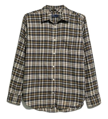 Camisa abotonada manga larga a cuadros gris, dorado, marrón y marfil Gap, talla L Foto 1 de 4