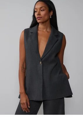 New York Co Sleeveless Side Slit Vest Womens Medium Gray New - Image 1 of 4