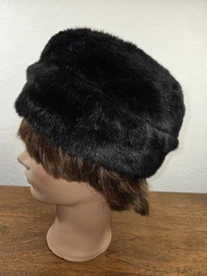 Cossack Black Faux Fur Men's Hat Size Small Fold-down Ear Flap - Image 1 of 4