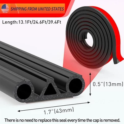 13FT 4M Truck Tonneau Cover Seal with Triple Bulb Design for Pickup Trucks, RVs - Image 1 of 4