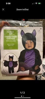 Lindo Disfraz Unisex Fiesta Ciudad Clásico Murciélago Infantil 6-12 Meses Foto 1 de 2