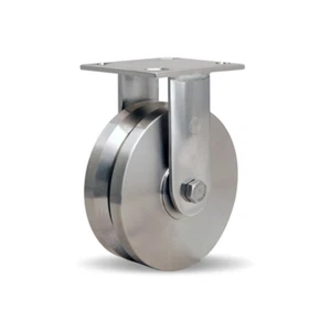 Hamilton 800 lbs. Load Capacity Stainless Steel Rigid Caster - 6" x 2" V-Grooved - Picture 1 of 2