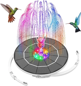 3.5W LED Solar Fountain for Birdbath, Solar Water Fountains with 3000Mah 6 Nozzl - Picture 1 of 12