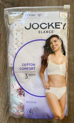 JOCKEY ELANCE~NWT 2 Pair Bikinis Underwear Panties~Size 7~Large~NEW~Multicolor - Image 1 of 3