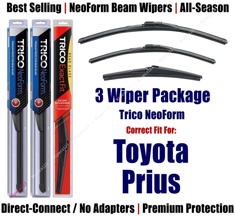 3-Pack Wipers Front & Rear NeoForm - fit 2004-2009 Toyota Prius - 16260/180/16A - Image 1 of 1