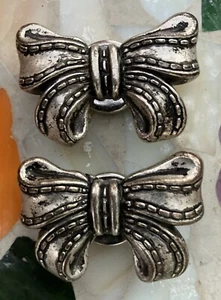 Vintage Metal 1.5” Bows Silver Tone Shoe Button Cover Antique Bow - Picture 1 of 5
