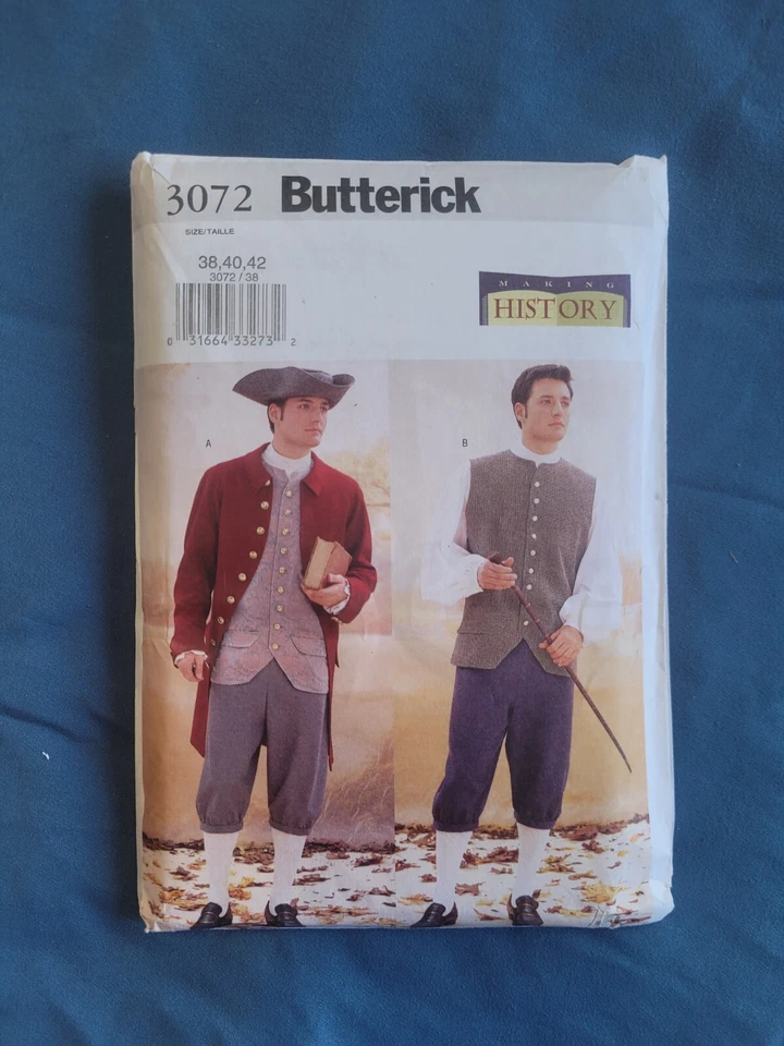 Butterick 3072 Costume Sewing Pattern HISTORIC 18th Century Jacket Vest Pant Hat