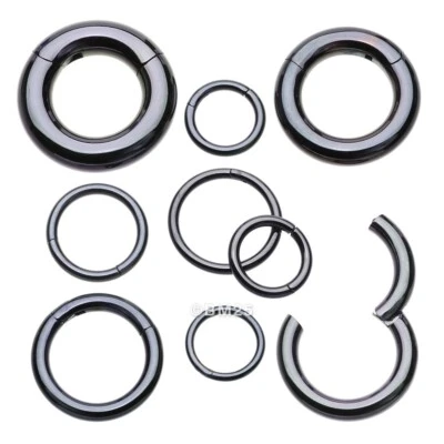 Blackline Steel Seamless Hinged Clicker Hoop Ring - Image 1 of 4