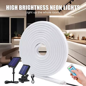 Solar LED Strip Lights Flexible Neon Flex Rope Light Waterproof Outdoor Lighting - Picture 1 of 33