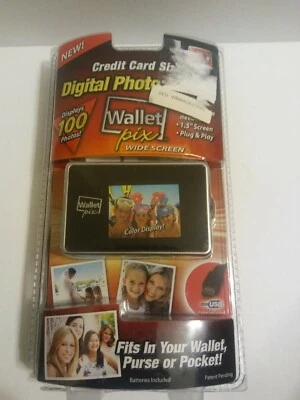 Digital Photo Album Wallet Pix Widescreen Credit Card Size Displays 100 Photos - Image 1 of 4