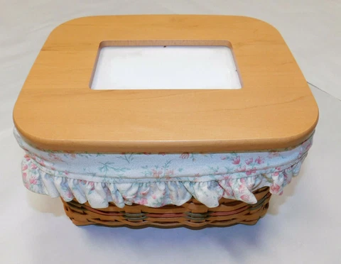 Mom's Memories Longaberger Basket, Picture Frame Lid, Liner, Protector, 2002 Cover