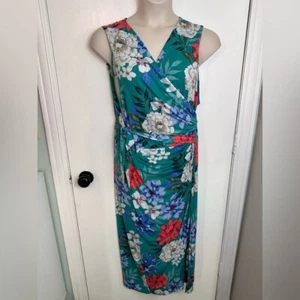 Lane Bryant Wrap Dress Maxi Women’s Plus 22/24 Sleeveless Floral Teal 2X #1642 - Bild 1 von 5