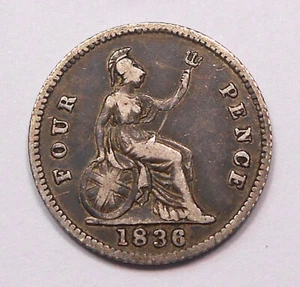 Great Britain 1836 SILVER 4 Pence Groat F-VF * Very NICE King William IV UK Coin - Picture 1 of 2