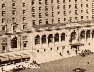 Foto real de postal vintage del Hotel Olímpico Seattle Washington 1930-1950 - Imagen 1 de 3