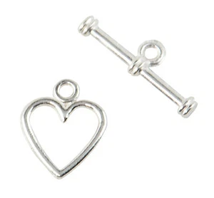10 Heart Shaped Toggles Bracelet Clasps Chain Connector catch Jewellery Findings - Picture 1 of 1