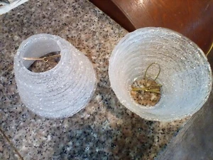Pair Pleated White Clip-On Lamp Shades. 4" High - Picture 1 of 1