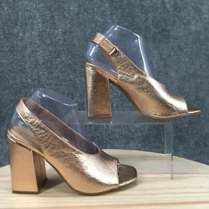 A New Day Sandals Womens 9 Open Toe Slingback Comfort Gold Faux Leather Slip On - Picture 1 of 15