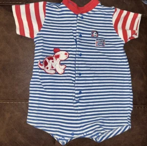 Vintage Buster Brown Red & Blue Striped Romper One Piece Size 18 Months - Picture 1 of 10