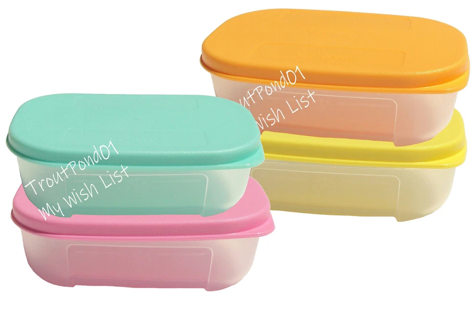 Tupperware Freezer Mates Sheer Mini 4 oz Container (Set of 4) #4160 Purple Seal