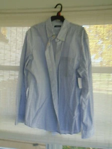 Basic Editions Men's Size XL Long Sleeve Lt. Blue/White Striped Shirt With Tags - Picture 1 of 3