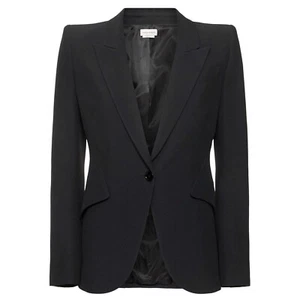 ALEXANDER MCQUEEN Current 585442QEAAA1000 Peak Shoulder Leaf Crepe Jacket 42-6-M - Picture 1 of 7