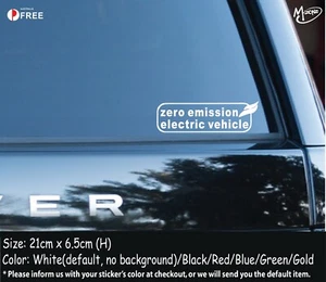 Zero Emissions Electric Sticker Decal -Reflective/Metallic Color Funny Car Decal - Picture 1 of 1