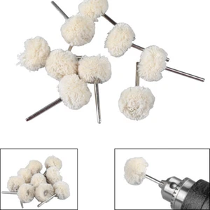 10Pcs 25mm Cotton Polishing Buff Wheel 3 mm Shank Mounted for Rotary Tools - Picture 1 of 4