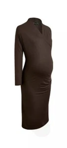 NEXT Elegant Maternity Comfy Chocolate Colour Wrap Nursing Dress Size 8 RRP. £40 - Picture 1 of 8