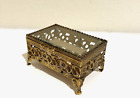 VTG Matson Rectangle Beveled Glass & Ornate Ormolu Casket Trinket Jewelry Box