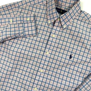 Polo Ralph Lauren Button Down Shirt Men's M Pink Blue  Plaid Classic Preppy - Picture 1 of 7