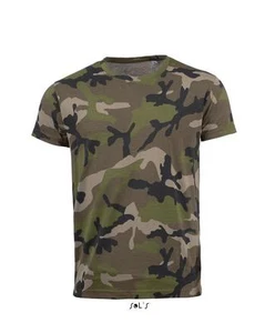 Mens Mans Slim Fit Camo Military Army Jungle Camouflage T-shirt T-Shirt - Picture 1 of 1