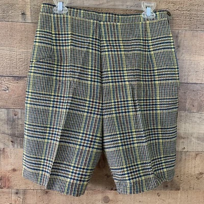 Bermudas Pantalones Cortos para Caminar Vintage Años 60 Prep Academia Lana Cintura Alta Talla M Foto 1 de 4