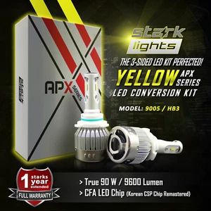 Stark 90W 9600LM LED 3000K Yellow Chip Headlight High Beam Kit PAIR - 9005 HB3 - Picture 1 of 8