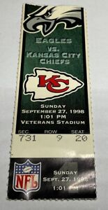 1998 Sept 27 Eagles vs KC Chiefs Football Ticket Stub Veterans Stadium Phila