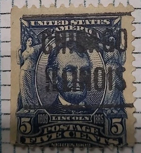 Very rare US 1902 series Lincoln 5 cents stamp Used - Picture 1 of 1